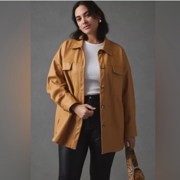 Maeve Faux Leather Shirt Jacket / Shacket